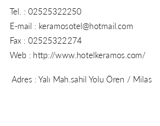 Keramos Hotel iletiim bilgileri